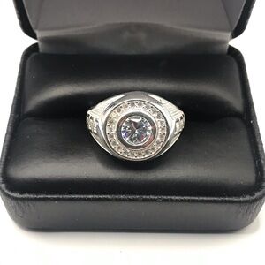 925 Sterling Silver Zirconia Men’s Ring Size 12